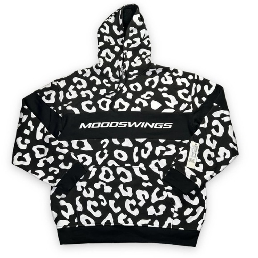 Moodswings, Zumiez Black And White Leopard Print Graphic Hoodie Sz Large - “Al”